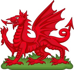 Изображение валлийского дракона в геральдике.